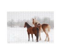 Puzzle di cavalli da 300 pezzi con scatola di imballaggio per adulti - Puzzle in legno