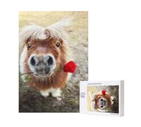 Puzzle di cavalli e rose da 300 pezzi con scatola di imballaggio per adulti - Puzzle in legno