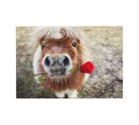 Puzzle di cavalli e rose da 300 pezzi con scatola di imballaggio per adulti - Puzzle in legno