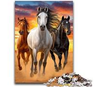 Puzzle di cavalli in corsa per adulti, 1000 pezzi, difficili da completare ma divertenti e divertenti, gioco educativo per compleanni (38x26cm)