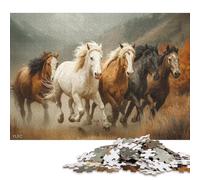 Puzzle di cavalli selvaggi che galoppano nei campi autunnali e puzzle in legno da 1000 pezzi per adolescenti dai 12 anni in su, regali di Natale 1000 pezzi (75x50 cm)