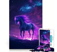 Puzzle di cavallini al neon per adolescenti, 1000 pezzi, gioco per allenare la mente, rilassante, con immagini da assemblare, una piacevole sorpresa (38x52cm)