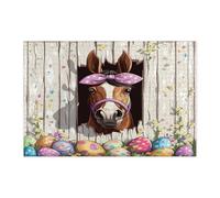 Puzzle di cavallo pasquale primaverile per adulti, 1000 pezzi, divertenti uova rustiche animali puzzle in legno, decorazione in legno per casa intrattenimento