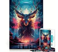 Puzzle di cervi al neon per ragazzi, 1000 pezzi, gioco di logica fine, morbido, rilassante, bordi puliti, regalo di alta qualità (38x52cm)