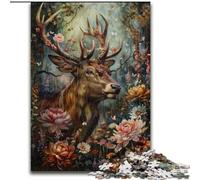 Puzzle di cervi floreali per adulti da 1000 pezzi, gioco per famiglie, antistress, sfida difficile, regalo per amici e parenti (50x75cm)