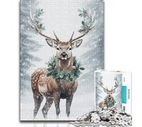 Puzzle di cervi in inverno per adolescenti, puzzle da 1000 pezzi per adolescenti, gioco per famiglie, antistress, sfida difficile, regali di Babbo Natale segreto (38x26cm)