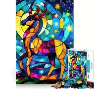 Puzzle di cervi in vetro colorato per ragazzi, 1000 pezzi, gioco di logica e divertimento, bordi lisci, regalo di compleanno 50x75cm