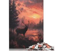 Puzzle di cervi nella foresta al tramonto, 1000 pezzi, puzzle di carta per adulti e adolescenti, gioco per famiglie, regali per la vigilia di Natale, 1000 pezzi (75x50 cm)