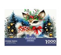 Puzzle di cervi per adulti: cervo con ghirlanda in scena innevata 1000 pezzi per donne, regali per uomini 38x26 cm/1000 pezzi