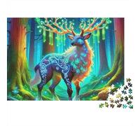 Puzzle di cervo con zoccoli nella foresta vibrante,1000 pezzi,in cartone robusto di alta qualità,incorniciabile,arte,viaggio,soggiorno per adulti,coppie,adolescenti,principianti,70x50cm/1000 pezzi
