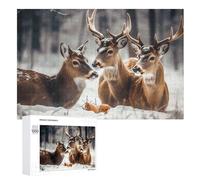 Puzzle di cervo nella neve, puzzle in legno da 1000 pezzi, puzzle con foto personalizzate per adulti e amici, idea regalo per matrimonio, compleanno, San Valentino, decorazione per la casa