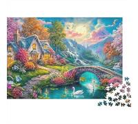 Puzzle di Chalet de Fairy 1000 pezzi Puzzle di Ponte di Pietra e Cigni Gioco stimolante Colorato, stimolante per la mente Cartone Riciclato 100% Decorazione Interna 38x26cm/1000 pezzi