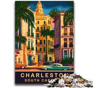 Puzzle di Charleston, Carolina del Sud, per adolescenti, 2000 pezzi, attività per famiglie con poster abbinato e foglio di quiz per età 14+, 2000 pezzi (70x100cm)