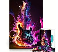 Puzzle di chitarra al neon per adolescenti, 1000 pezzi, gioco per allenare la mente, rilassante, con immagini da assemblare e una piacevole sorpresa (50x75cm)