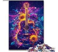 Puzzle di chitarra con girasole, 1000 pezzi per adulti, modelli da assemblare, attività divertenti da fare a casa, regalo di compleanno, regali da viaggio (50x75cm)