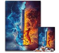 Puzzle di chitarra di ghiaccio e fuoco da 1000 pezzi per adulti. Puzzle per adulti perfetto come decorazione fai da te o regalo di compleanno. 50x75CM/19,68x29,52 pollici.