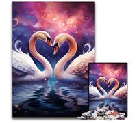 Puzzle di cigni per adulti, 1000 pezzi, puzzle in legno, divertimento per serate di gioco in famiglia, opera d'arte decorativa fai da te, 50x75CM/19,68x29,52 pollici