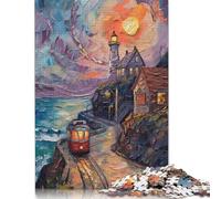 Puzzle di città costiera, 100% carta di cartone riciclata, puzzle rettangolare per adulti e bambini, regalo 1000 pezzi (75x50 cm)