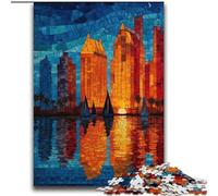 Puzzle di città in vetro colorato per adulti e adolescenti, giocattoli avvincenti che stimolano l'intelligenza cerebrale, regali di compleanno per bambini dai 14 anni in su (70x100cm)