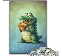 Puzzle di coccodrilli che mangiano patatine fritte per adolescenti, puzzle da 1000 pezzi, giocattoli, giochi educativi, antistress, regali unici per compleanni e compleanni (26x38cm)