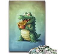Puzzle di coccodrilli che mangiano patatine fritte per adolescenti, puzzle da 1000 pezzi, gioco per famiglie, antistress, sfida difficile, fantastici regali e giocattoli (50x75cm)