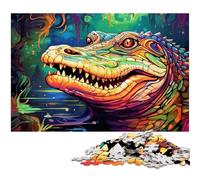Puzzle di coccodrilli colorati per adulti, puzzle di cartone da 1000 pezzi per adulti, rompicapo impegnativo per adolescenti, divertimento per serate di gioco in famiglia 26X38CM/10,23x14,96 pollici