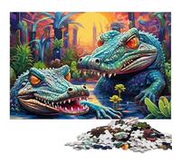 Puzzle di coccodrilli del Nilo per adulti, 1000 pezzi, puzzle di cartone, rompicapo impegnativo per adolescenti, divertimento per serate di gioco in famiglia, 26X38CM/10,23x14,96 pollici.