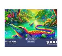 Puzzle di Coccodrilli, Puzzle per Adulti e Bambini. 1000 Pezzi Ottimi Regali Sfida Giocattolo Educativo Gioco Decorazione Casa per Adulti e Bambini Dai 14 Anni in Su 38x26cm/1000pcs