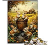 Puzzle di conigli nel campo per adulti e adolescenti, giochi divertenti Ogni pezzo è unico Gioco stimolante e divertente per tutta la famiglia (26x38cm)