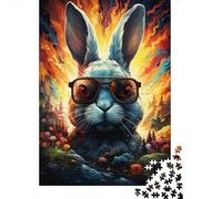 Puzzle di coniglietti galattici psichedelici colorati, sfida difficile, puzzle in cartone riciclato al 100% per donne e uomini, regali di Natale, 1000 pezzi (38x26 cm)