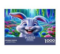 Puzzle di Coniglio 1000 pezzi - Carta riciclata, Coniglio sorridente in un ambiente vibrante e fiorito per adulti - Difficile e impegnativo, Gioco educativo, Attività in casa 38x26cm/1000 pezzi