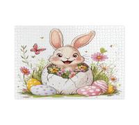 Puzzle di coniglio pasquale primaverile per adulti, 1000 pezzi, divertenti e carini puzzle in legno con fiori di campo, decorazioni per la casa e l'intrattenimento