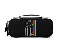 Puzzle di consapevolezza dell'autismo Bandiera USA Astuccio per penna e matita Borsa per penna portatile con cerniera Borsa per trucchi da viaggio Organizzatori di cancelleria per l'home office
