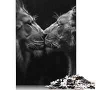 Puzzle di coppia adorabile con leone in primo piano, difficile, 100% in cartone riciclato, per donne e uomini, regali per la festa del papà, 1000 pezzi (26x38 cm)