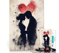 Puzzle di coppia con silhouette di innamorati per adolescenti, 1000 pezzi, gioco per l'esercizio mentale, attività per la casa, taglio di precisione, decorazione murale 38x52cm
