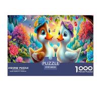 Puzzle di coppia di anatre per adulti e adolescenti: due anatre con cappelli colorati, gioco educativo per decorazioni murali e regali, 38x26 cm/1000 pezzi