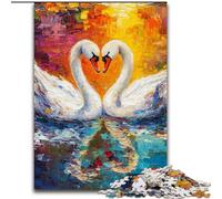 Puzzle di coppia di cigni bianchi da 1000 pezzi per adulti, dai 14 anni in su, rompicapo per famiglie, regali di compleanno per Natale (26x38cm)
