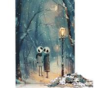 Puzzle di coppia di scheletri durante una passeggiata invernale, 100% cartone riciclato, puzzle di cartone premium per bambini adulti, regali di Halloween, 1000 pezzi (26x38 cm)