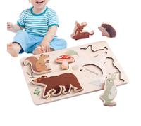 Puzzle di corrispondenza di forme animali - Astronauta in legno gioco di puzzle integrato, bordo puzzle animale con bordi lisci | Migliora l'interazione e la comunicazione, E