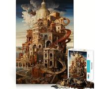 Puzzle di costruzioni steampunk surreale per adulti, 1000 pezzi, gioco stimolante per la mente, calma e creatività, pezzo da collezione 38x26cm