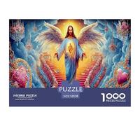Puzzle di Cristo Celeste per adulti: Gesù con cuore sulle scale, 1000 pezzi per donne, regali per uomini, 52x38 cm/1000 pezzi