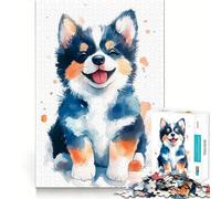 Puzzle di cuccioli di Corgi ad acquerello,1000 pezzi,per ragazzi,gioco stimolante per la mente,montaggio sicuro e stabile,divertimento serale in famiglia (38x52cm)