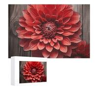 Puzzle di dalia rossa con fiori 1000 pezzi puzzle personalizzati per foto per adulti puzzle per famiglia impegnativo puzzle con borsa portaoggetti decorazione per la casa puzzle