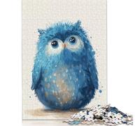 Puzzle di decompressione a forma di gufo blu e soffice, puzzle rettangolare in carta per bambini e adulti dai 12 anni in su, regali di Natale, 1000 pezzi (75x50 cm)
