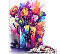 Puzzle di decompressione con bouquet di tulipani colorati, puzzle rettangolare in carta per bambini e adulti dai 12 anni in su, regali di Natale 1000 pezzi (26x38 cm)