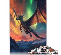 Puzzle di decompressione con drago che vola al tramonto, giocattoli di carta rettangolari per bambini e adulti dai 12 anni in su, regali da 1000 pezzi (75x50 cm)