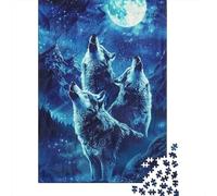 Puzzle di decompressione di lupi ululanti sulla montagna, puzzle rettangolare di carta per bambini e adulti dai 12 anni in su, regali di Natale, 1000 pezzi (38x26 cm)