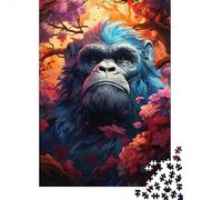 Puzzle di decompressione "Un gorilla tra i fiori", puzzle rettangolare in carta per bambini e adulti dai 12 anni in su, regali di Halloween, 1000 pezzi (38x26 cm)
