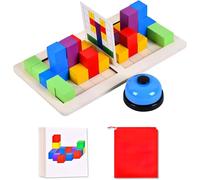 Puzzle di del in Legno, Cubo Puzzle puzzle bambini 4-6 anni Montessori Gioco Cubi Emozioni, Divertente Gioco da Tavolo per Famiglie 36 Carte Brainteaser Puzzle e 1 Campane