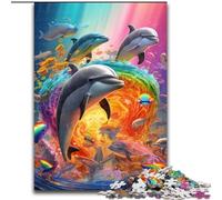 Puzzle di delfini colorati, puzzle impossibili per adulti, dimensioni 26x38cm, perfetti per adolescenti, per rafforzare i legami familiari, rompicapo e regalo fai da te per la casa.